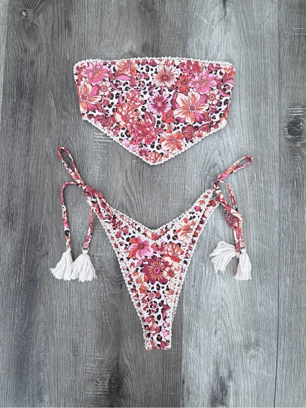 Tullarosa Women’s Floral Pink Bikini Set XS